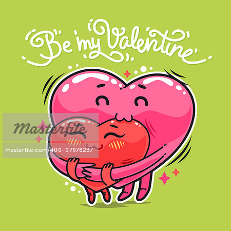 Hugging Valentine Hearts for Humor Valentine's Day Design or T-Shirt Print. In the EPS file, each element is grouped separately. Clipping paths included in additional jpg format.