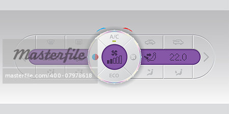 Digital air condition white dashboard design with dual ac and purple lcd