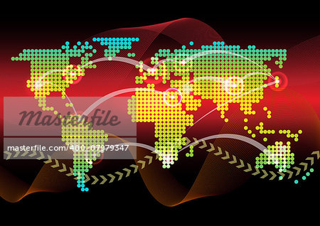 Colorful world map showing Earth with all continents.