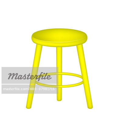 Retro stool in yellow design on white background