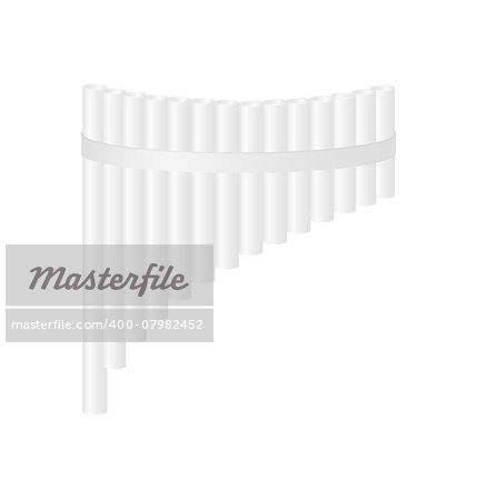 Pan flute in white design on white background