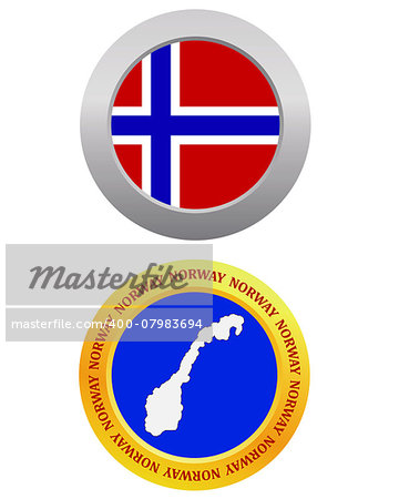 button as a symbol NORWAY flag and map on a white background