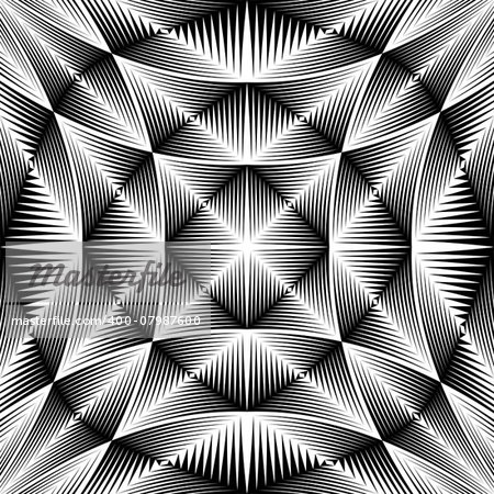 Design warped trellised pattern. Abstract geometric monochrome background. Vector art. No gradient