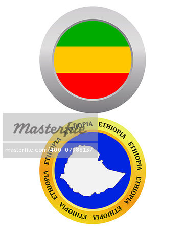 button as a symbol  ETHIOPIA flag and map on a white background