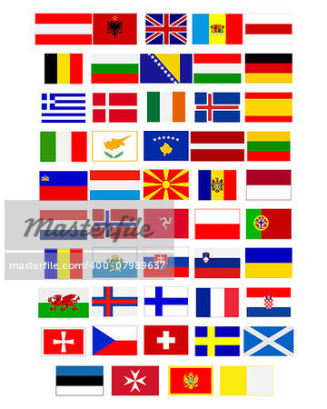 Flags of European countries on a white background