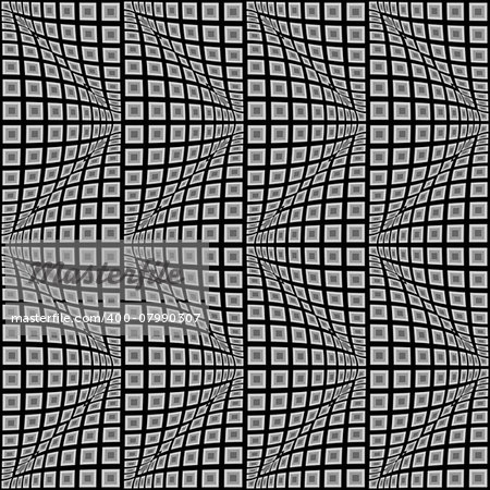 Design seamless monochrome warped zigzag pattern. Abstract convex textured background. Vector art. No gradient