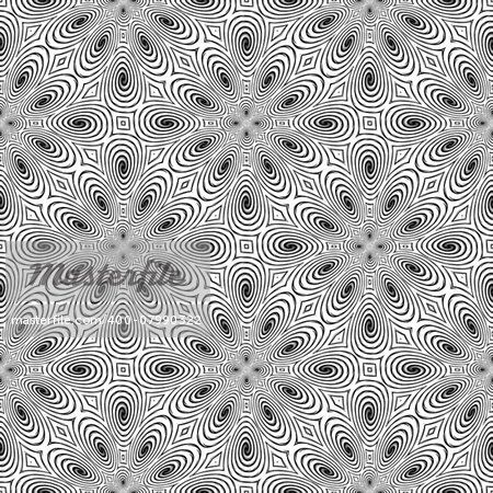 Design seamless monochrome spiral movement pattern. Abstract background in op art style. Vector art. No gradient