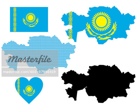 map and flag of Kazakhstan symbol on a white background