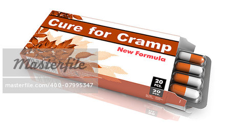 Cure for Spasm -Cramp Concept. Brown Open Blister Pack Tablets Isolated on White.