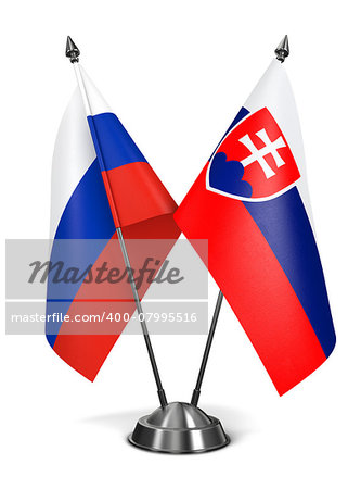 Russia and Slovakia - Miniature Flags Isolated on White Background.