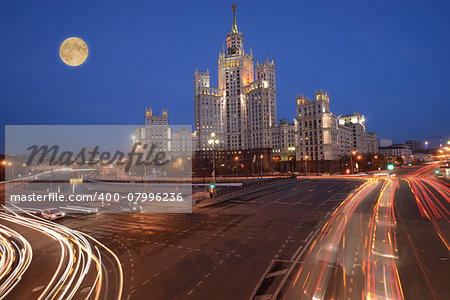 Streets by the river in the historical center of Moscow. Russia.