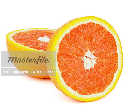 Two Halves of Fresh Juicy Grapefruit isolated on white background