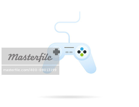 Blue gamepad console icon isolated on white