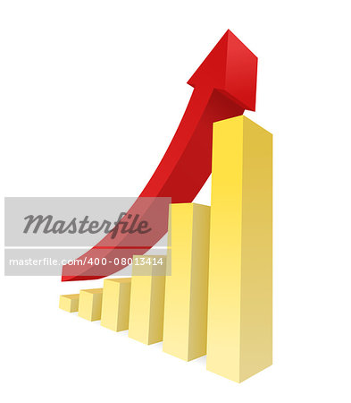 Bar graph vector showing an upward trend. Business growth and financial report graphic.