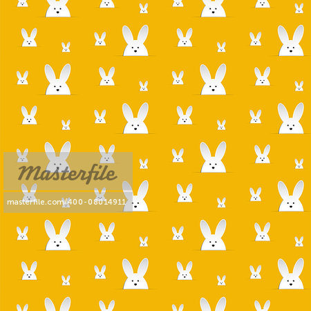 Vector - Happy Easter Rabbit Bunny Orange Seamless Background