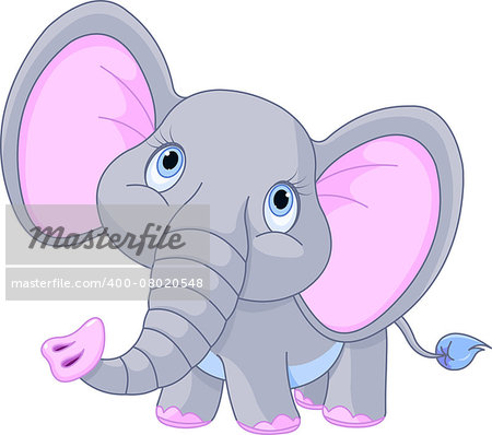Illustration of a little baby elephant
