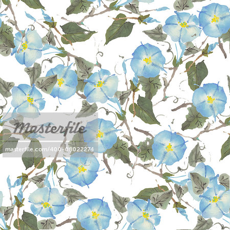 Seamless pattern with watercolor flowers. Vector illustration.