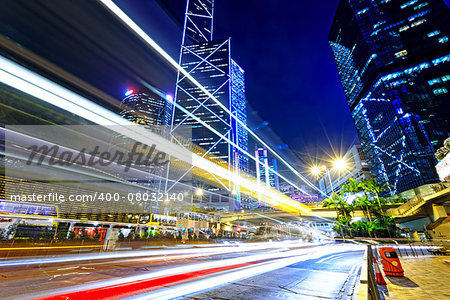 night traffic in the hong kong city