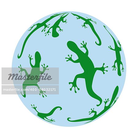 colorful illustration  with alamander sphere on white background