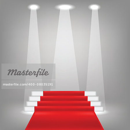 illustration  with red carpet on grey background