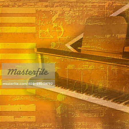 abstract yellow grunge background with grand piano