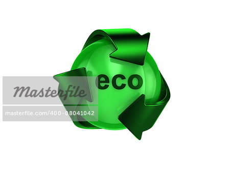 Hight resolution render of recycle logo on white background