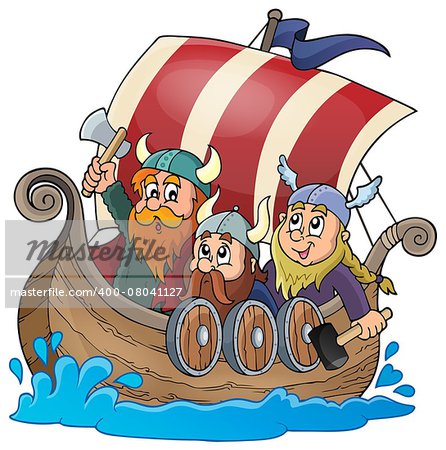 Viking ship theme image 1 - eps10 vector illustration.
