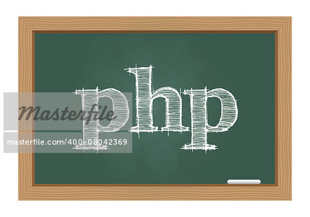 PHP text drawn on chalkboard