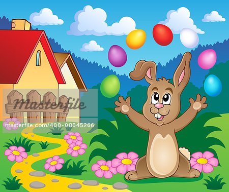 Young bunny with Easter eggs theme 5 - eps10 vector illustration.