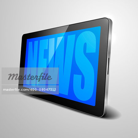 detailed illustration of a tablet computer device with news text, eps10 vector