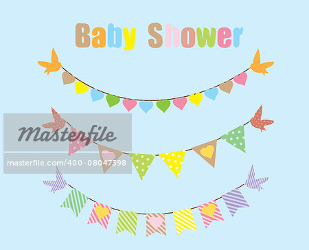 vector baby shower bunting with birds