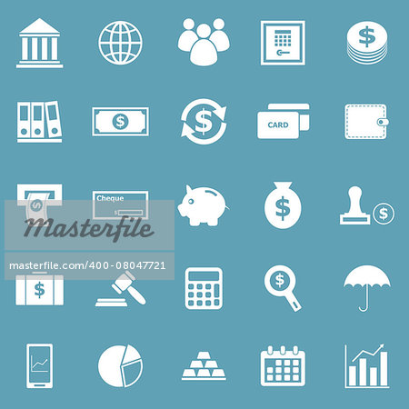 Banking icons on blue background, stock vector