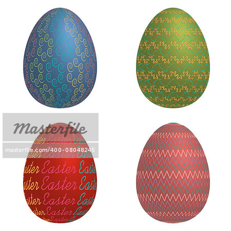 Illustration  easter eggs on a white background
