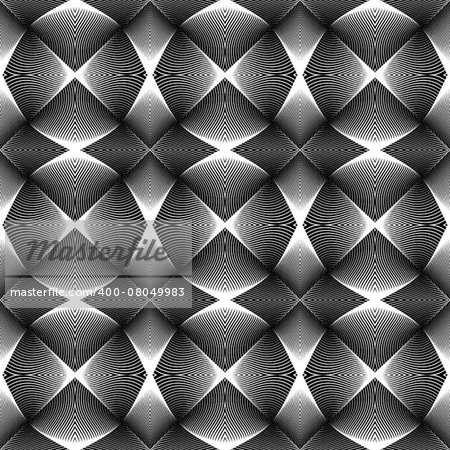 Design seamless monochrome geometric pattern. Abstract interlacing textured background. Vector art. No gradient