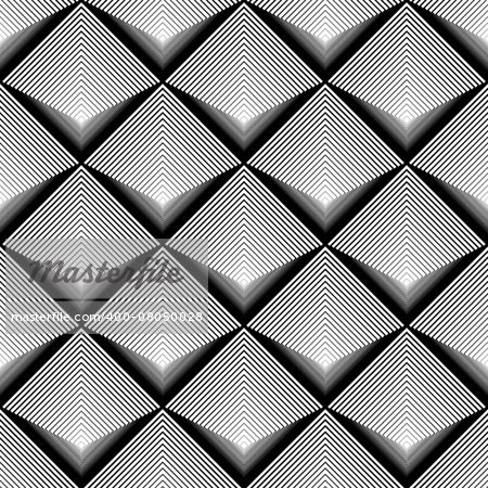 Design seamless monochrome diamond geometric pattern. Abstract striped textured background. Vector art. No gradient