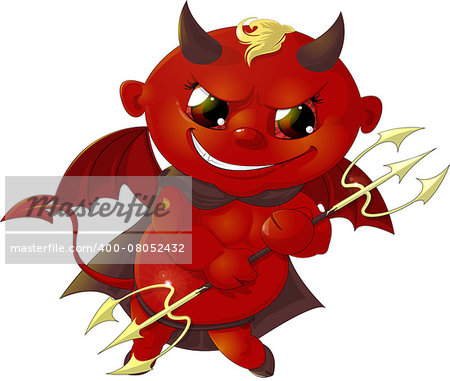 handsome little devil painted on a white background