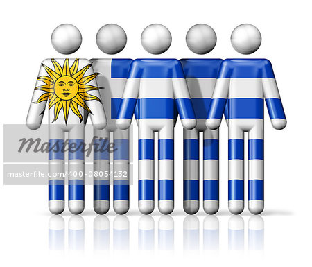 Flag of Uruguay on stick figure - national and social community symbol 3D icon