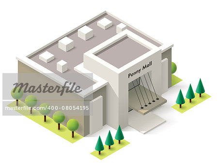 Vector isometric shopping mall building icon
