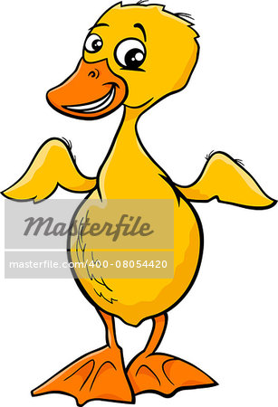 Cartoon Illustration of Cute Duckling Baby Bird Animal