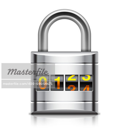 Vector illustration of coded padlock on white background