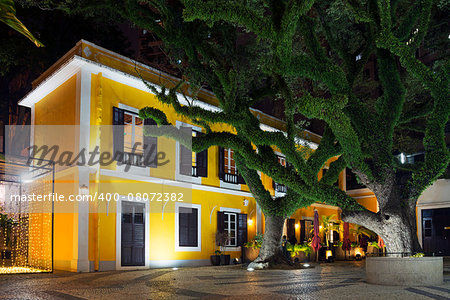 portuguese colonial architecture restaurant in st lazarus historic area of macau china