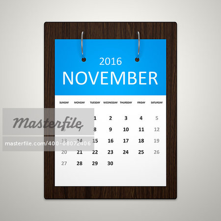 An image of a stylish calendar for event planning 2016 november