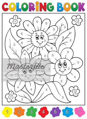 Coloring book with flower theme 9 - eps10 vector illustration.