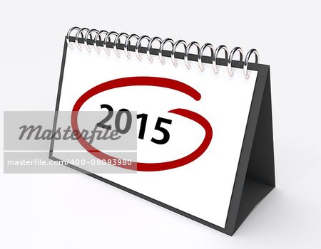 Calendar with the year 2015 circled in red