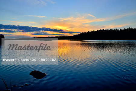 Charm of the Northern sunset. Engozero, North Karelia, Russia
