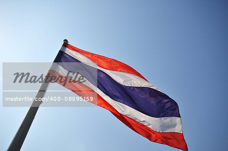 Flag of Thailand or Siam in blue sky