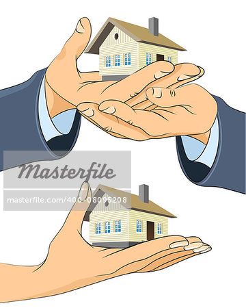 Vector illustration of a  house on hand