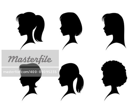 Vector illustration of a silhouettes head girls