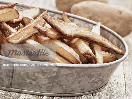 close up of rustic natural cut french fries close up of rustic natural cut french fries