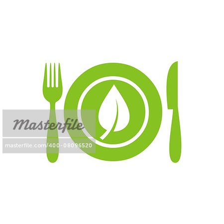 Green abstract vector healthy food menu icon isolated